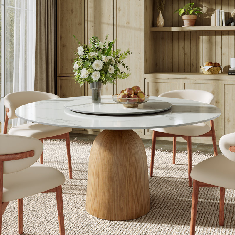 Ensemble de table de salle à manger 5,7 pièces moderne en pierre frittée amovible avec chaises en cuir de polyuréthane confortable pour 4 à 6 pièces