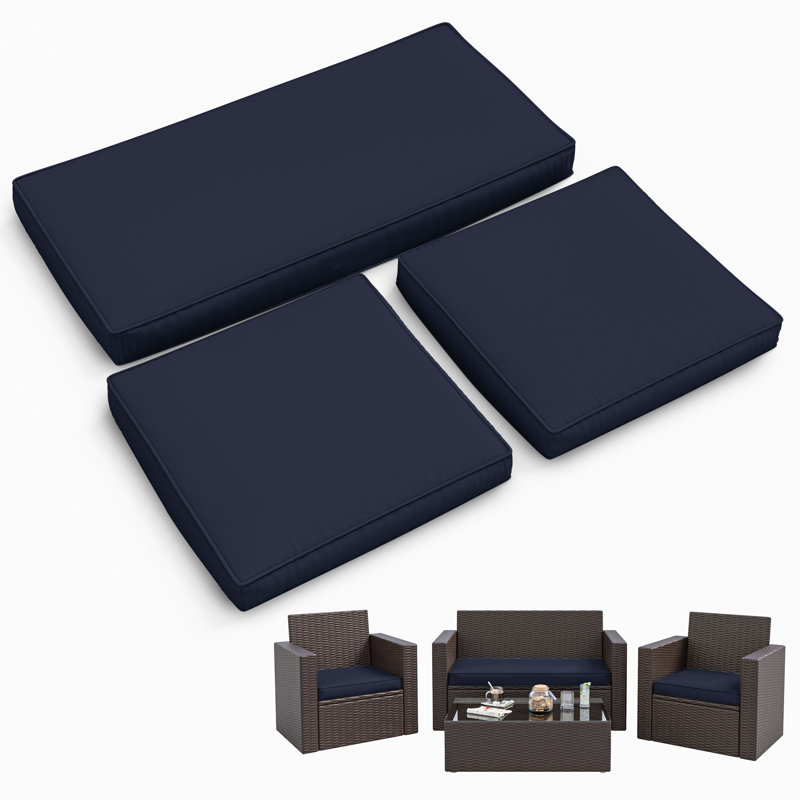 3-Piece Outdoor Seat Cushion Set, Navy