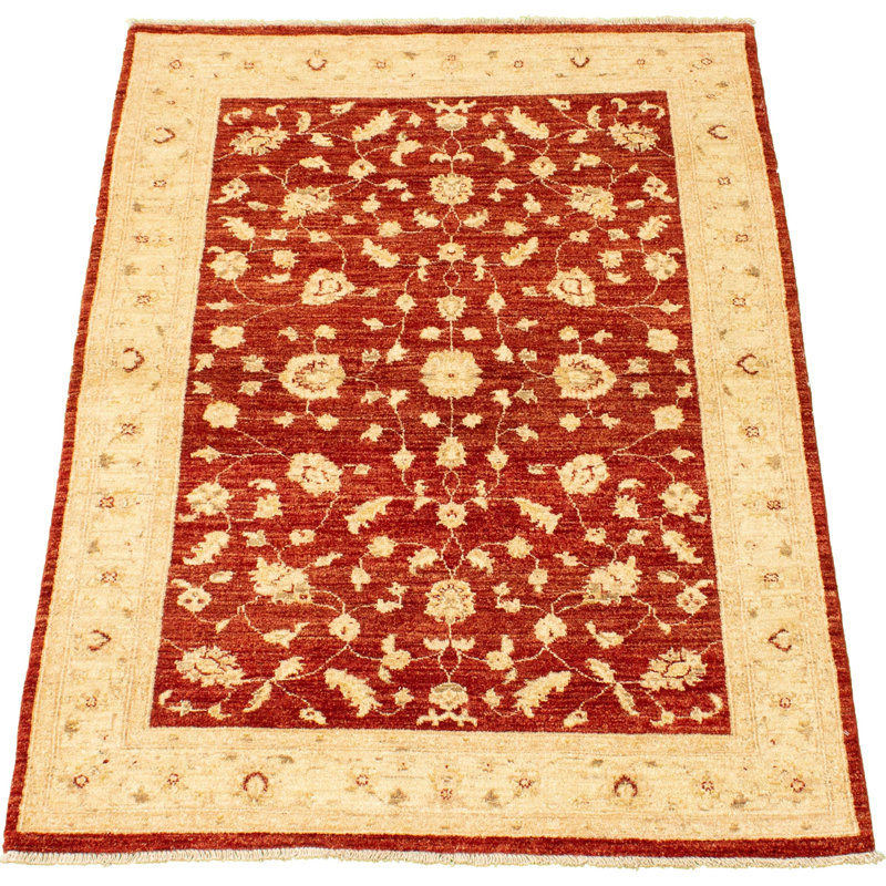 Tapis décoratif en laine de conception unique 4 pi 2 po x 6 pi 1 po noué à la main New Age Chobi