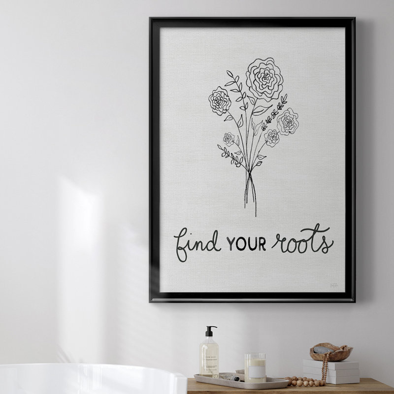 «Find Your Roots Sketch» par - Art textuel sur, H 24,5 po x l 18,5 po x P 1 po, Noir