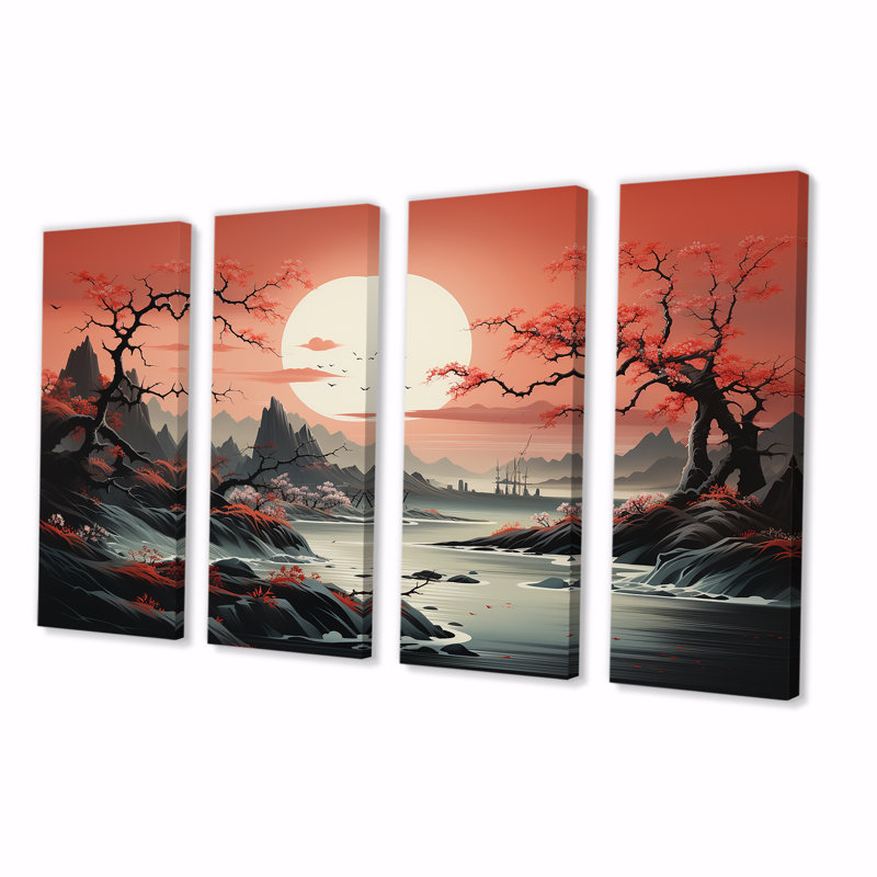 «China River Landscape Wonders - China», art mural 4 pièces, H 28 po x l 48 po