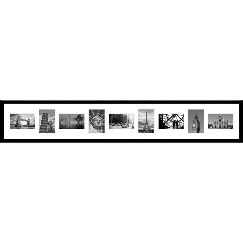 Lareesa Wood Picture Frame with Mat, Glossy Black