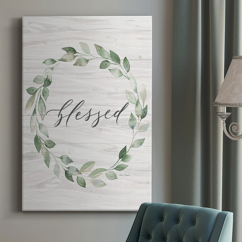 «Blessed Wreath», toile tendue avec châssis de qualité supérieure - prête à être accrochée, H 12 po x l 8 po x P 1 po