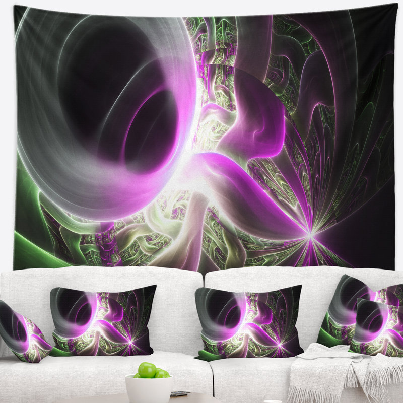 Motifs abstraits mauve clair sur tapisserie noire, H 50 po x l 60 po