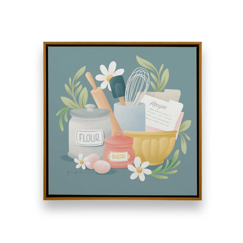 «Bake Shop I» par Gia Graham, reproduction d'art sur toile, H 36 po x l 36 po, Cadre flottant, Doré