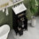 Meuble-lavabo 24 po avec lavabo, meuble-lavabo avec un tiroir rabattable et deux tiroirs, tablette réglable, bois massif et panneau de fibres à densité moyenne, noir