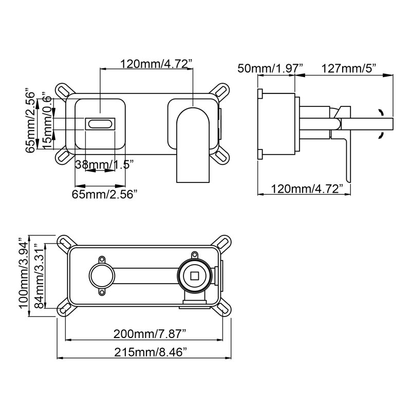 Robinet moderne à poignée simple 5 po pour salle de bain, robinet rotatif en laiton pour salle de bain, Or brossé