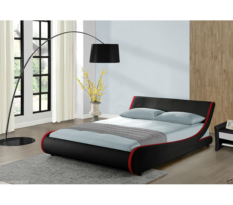 Berne Upholstered Bed, Full, Red/Black