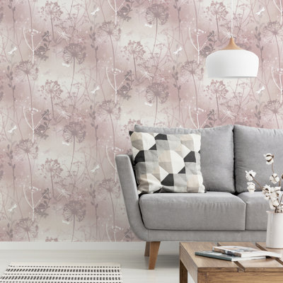 Lena Pink Floral Wallpaper