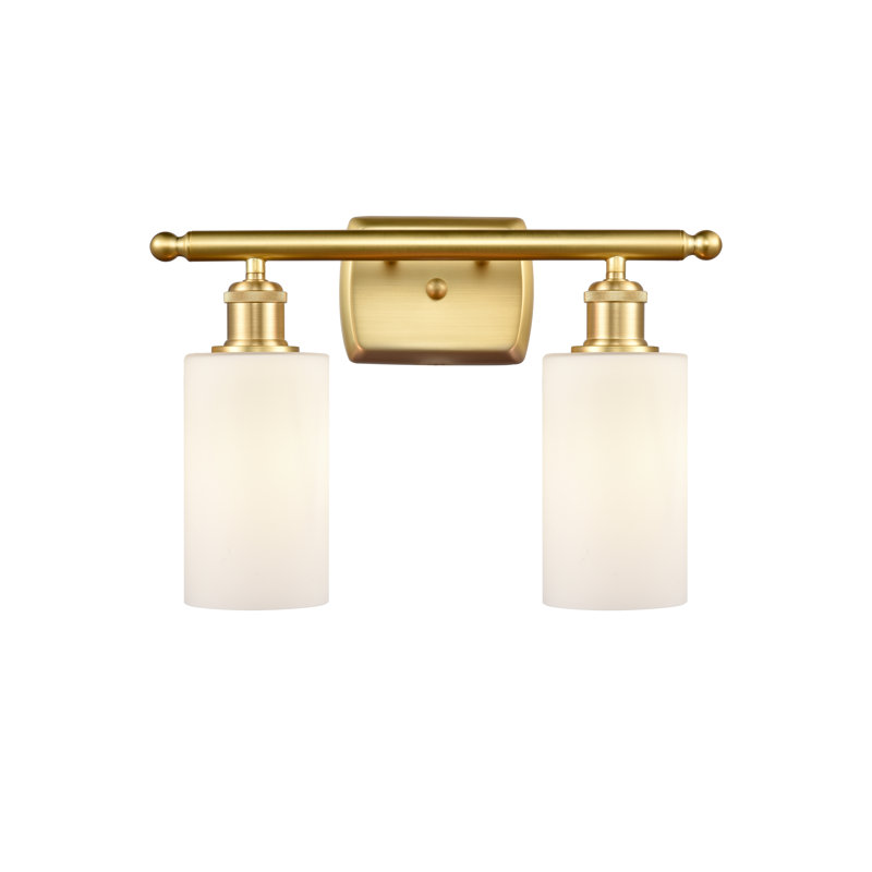 Mallette 2 - Light Dimmable Vanity Light, Satin Gold, 6 Watt Vinage LED Bulb, Matte White