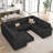 Seybert U Shaped Sofa Oversized Pullout Sofa Bed Modular Sectional Couch Convertible Sleeper-101957264