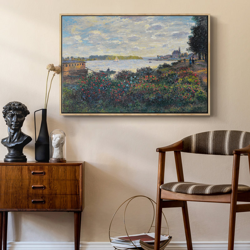 Paysage rétro - CII, Toile avec cadre flottant noir, H 27 po x l 41 po x P 2 po