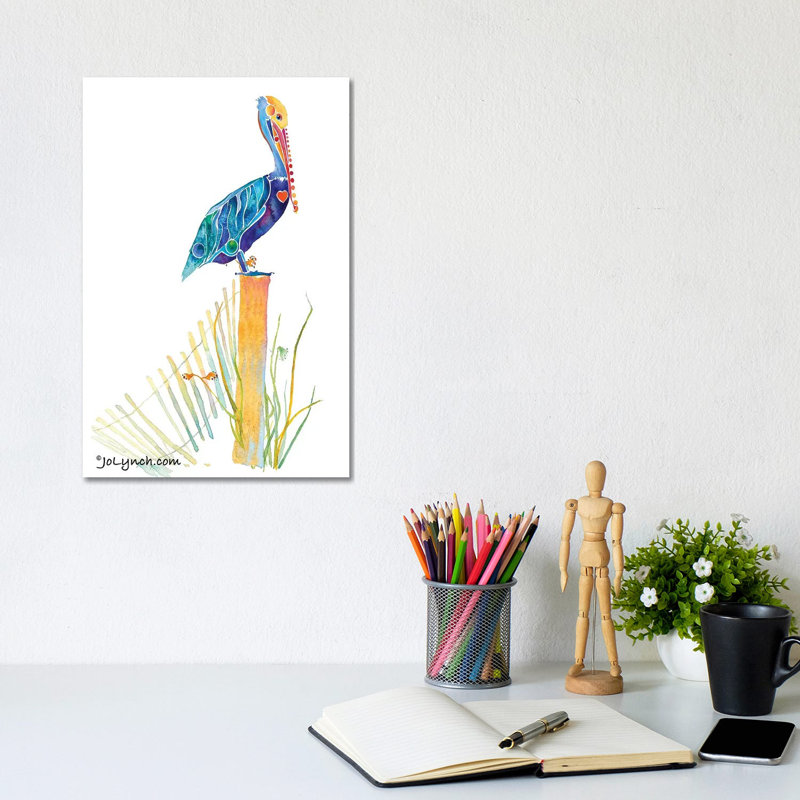 Pelican Beach by Jo Lynch - Wrapped Canvas Gallery-Wrapped Canvas Giclée, 30.48cm H x 20.32cm W