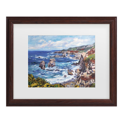 Bolog David Lloyd Glover  DRAMATIC BIG SUR COAST WITH WILDFLOWERS Matted Framed Art