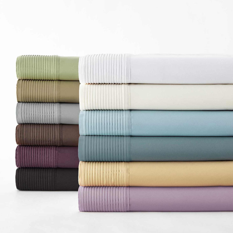 Vilano Springs Extra Deep Pocket Bed Sheet Set with Pleated Hem, Easy care, Pet Hair Resistant, Steel Blue