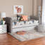 Lit de jour simple en velours gris clair Alishia Baxton Studio Finch-102079535