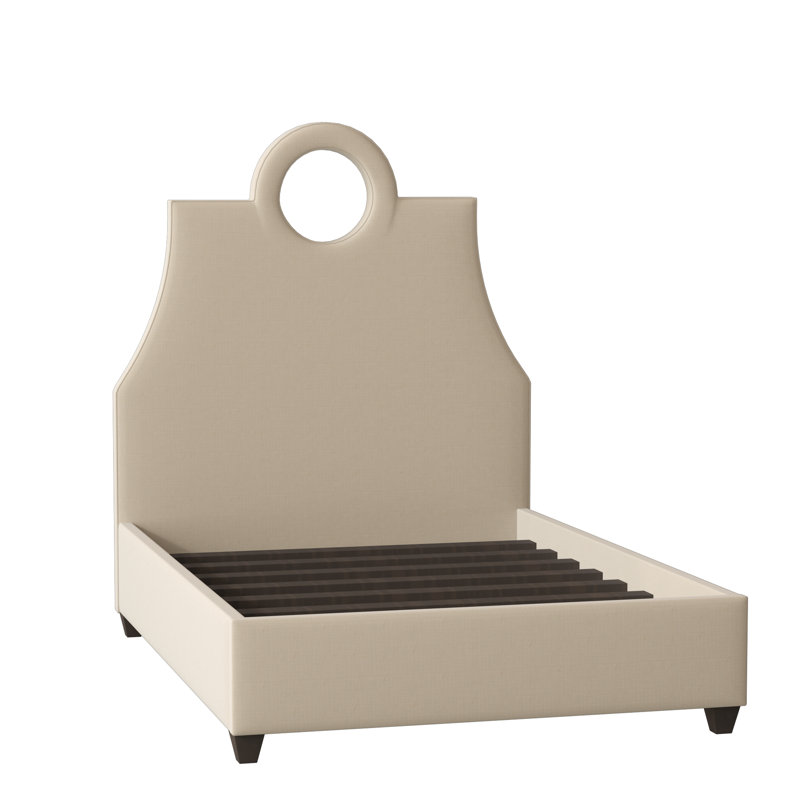 Tess Upholstered Bed, Queen, Bella Black Performance Velvet, Brown Mahogany
