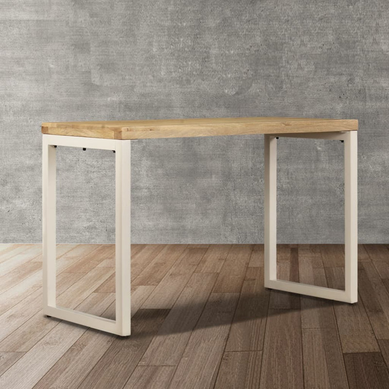 Drake Solid Wood Top Dining Table, Black, 76 x 50 x 110 cm, Brown/Beige