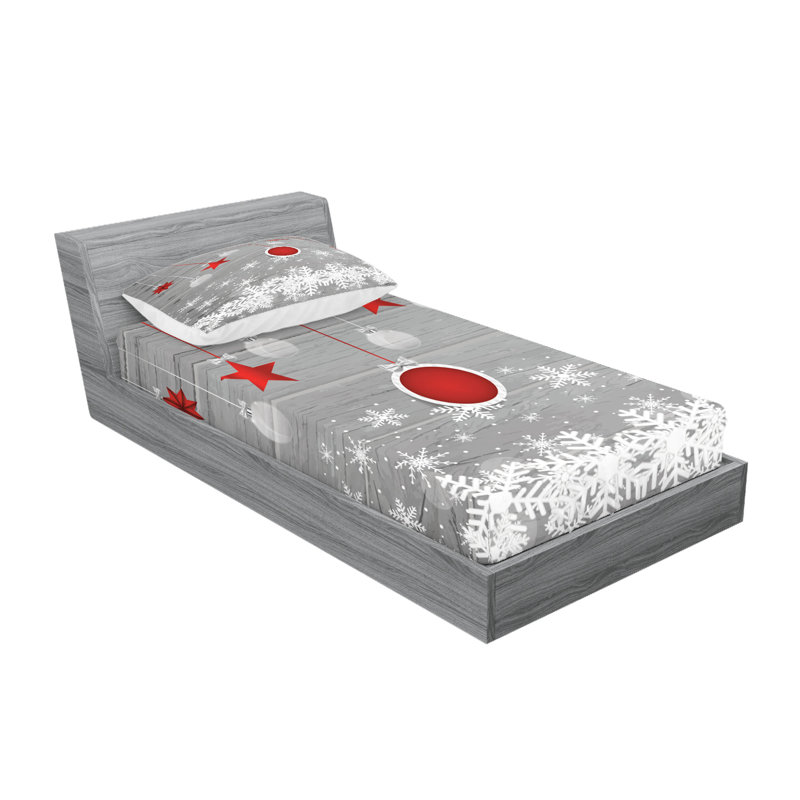 Ensemble de draps et taies décoratives Ambesonne Christmas, gris, rouge, blanc