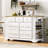 Rolling Kitchen Island With 6 Drawers, Pull Out Trash Can, Drop Leaf, Power Outlet, And 5 Open Side Racks For Efficient Storage And Mobility-1903494603