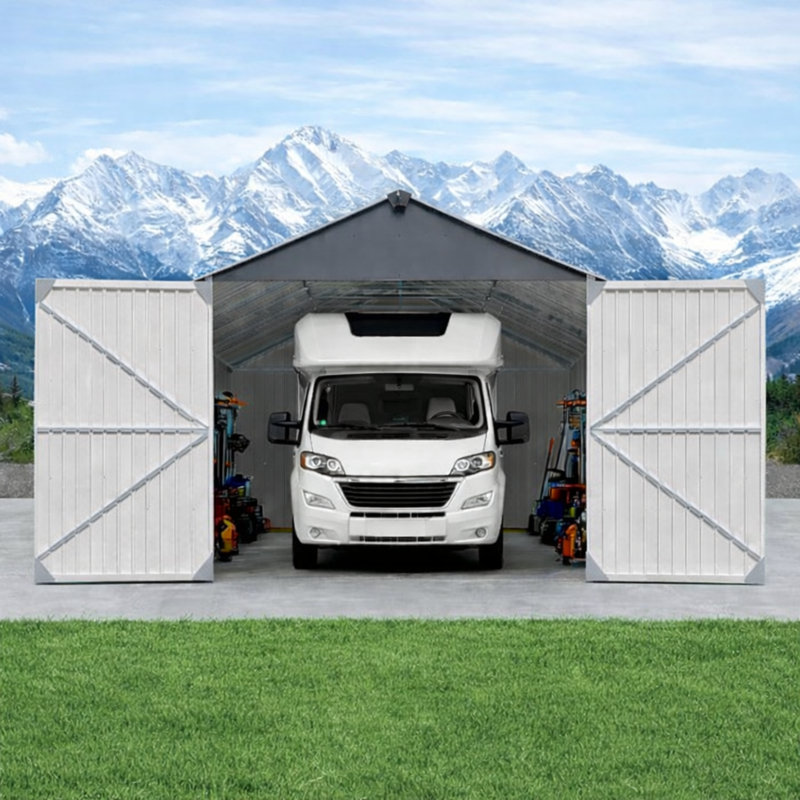 Remise de garage robuste en métal, grande solution de rangement moderne