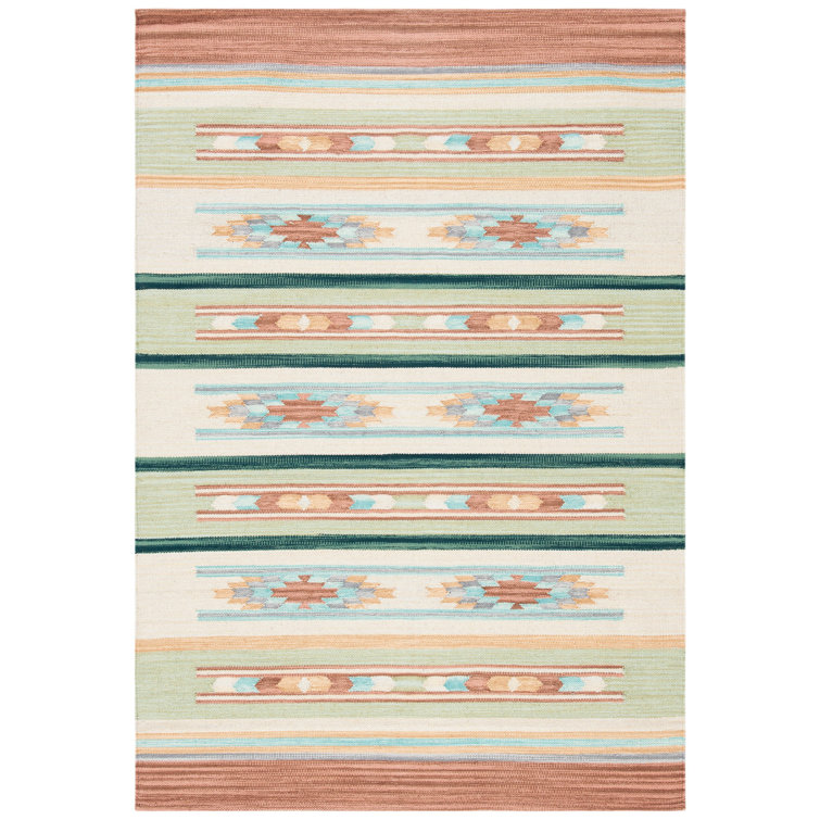 Halle Flatweave Jute/Cotton Southwestern Rug in Orange/Brown/Beige