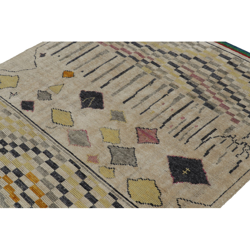 Moroccan Hand Knotted Geometric Area Rug, Rectangle 8' x 10'