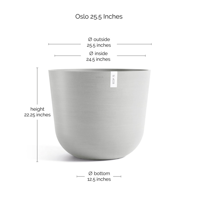 Pot Planter, 22.25" H x 25.5" W x 25.5" D, White Gray