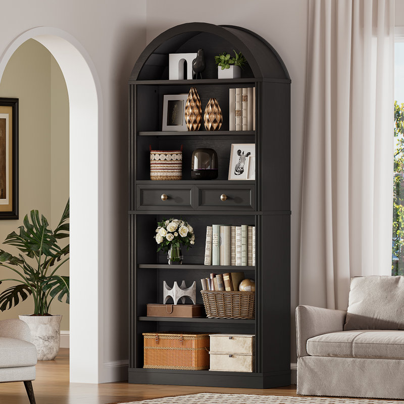 Bibliothèque Arch, 73" H x 31.5" W x 11.8" D, Noir