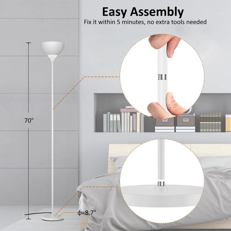 70" Floor Lamp with Remote Control, White