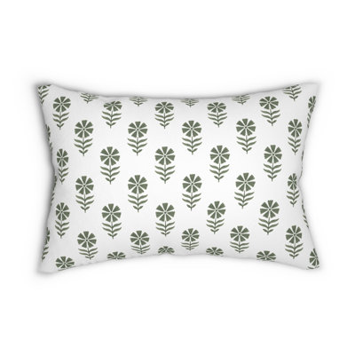 Block Print Inspired Floral Pillow Cover |  Aesthetic Throw Pillow With Pattern Design