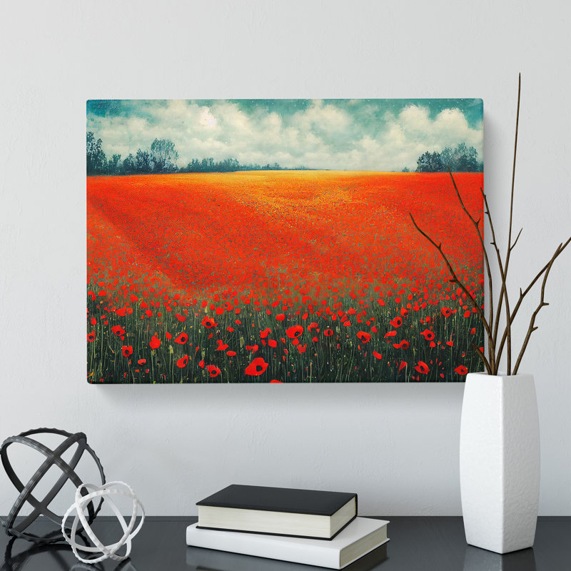 Flawless Poppies Flowers - Wrapped Canvas, 50cm H x 76cm W x 3cm D