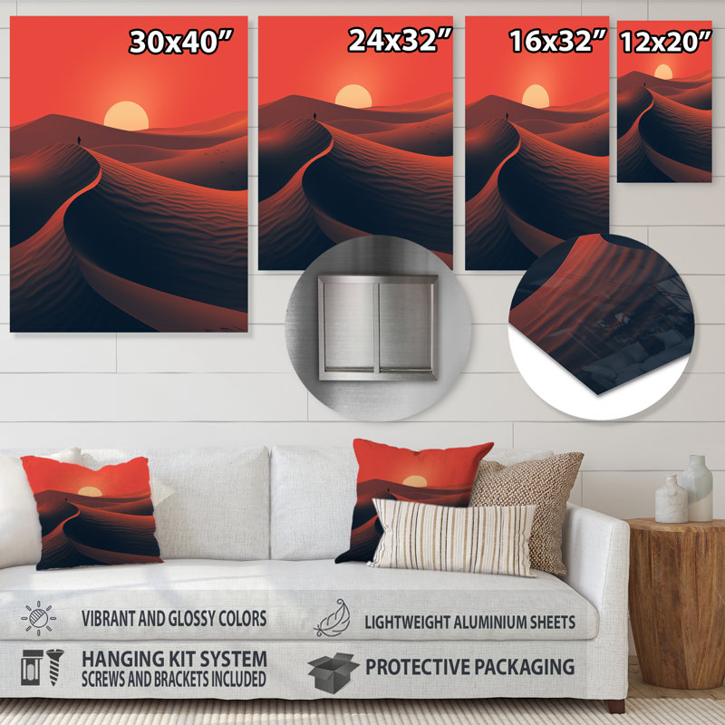 Désert horizon sur la planète Mars I - désert, art mural en métal, H 20 po x l 12 po x P 1 po
