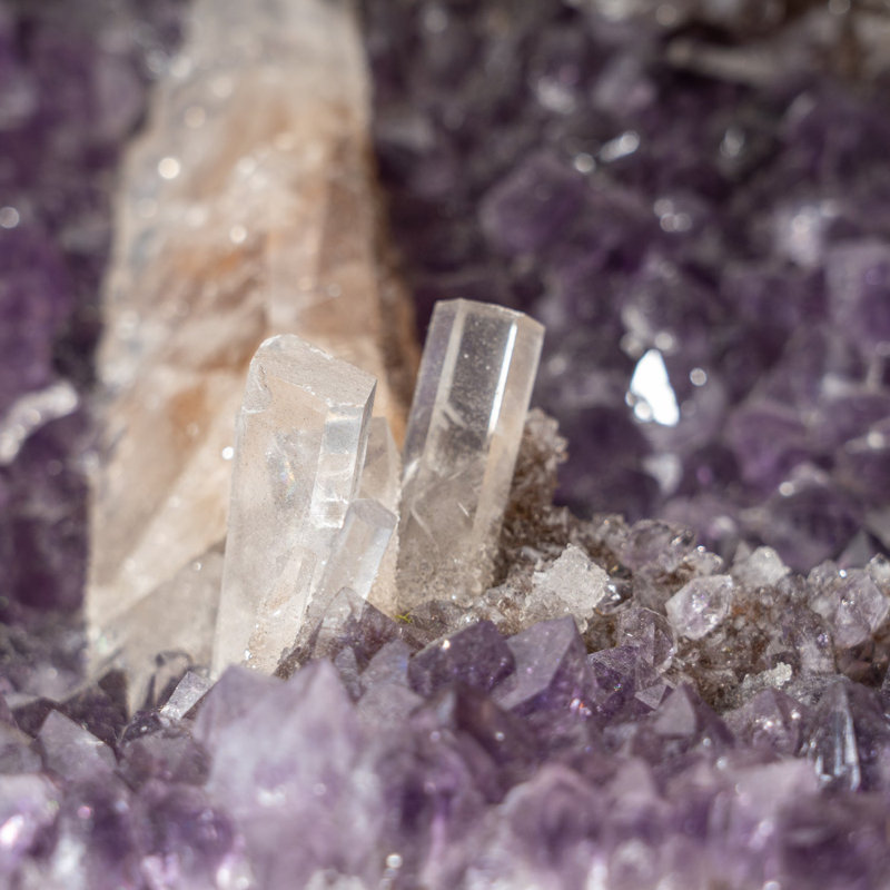 Genuine Amethyst Crystal Cluster with Calcite on Stand from Uruguay (16 Lbs)