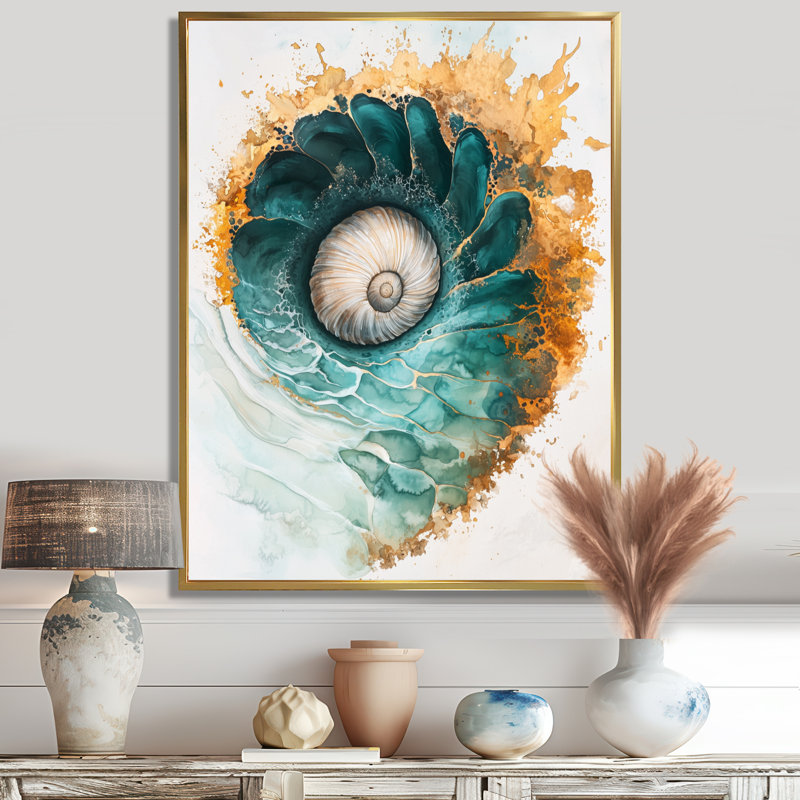 Autie - animaux, art mural, salon, H 44 po x l 34 po, Impression encadrée flottante, Doré