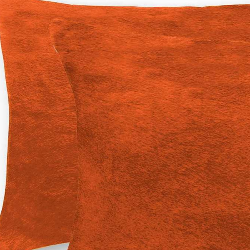 Ensemble de 2 coussins en cuir de vache 5 pouces Trio, Orange, Rectangle H 11,77 po x l 19,74 po
