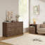 Commode 6 tiroirs H 55 po pour le salon, commode de chambre à coucher avec dispositifs anti-basculement, commode noyer Hava-121416708