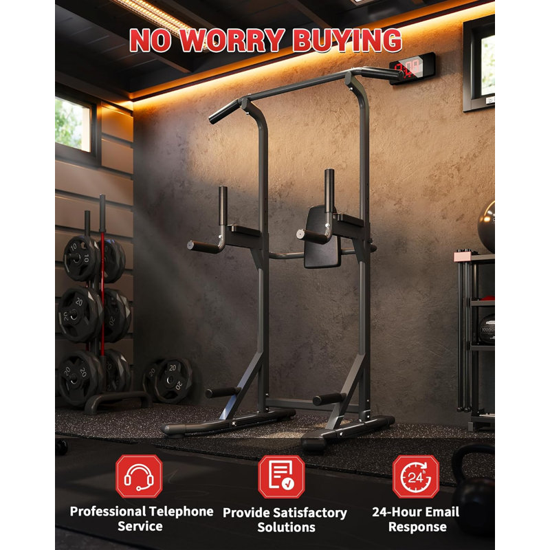 Pull Up Bar Free Standing Workout Equipment, Power Tower Dip Station for Home Gym, 450LBS Weight Capacity Strength Training Fitness Equipment