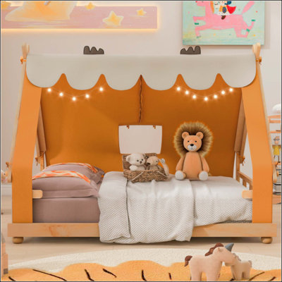 Lit House avec tente détachable et lanterneau, parfait pour le jeu imaginatif des enfants et un sommeil réparateur
