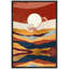 Soleil, chaîne de montagnes, rouge, paysage abstrait, illustrations, moderne, rustique-100706947-100706948
