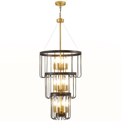 Lustre gradué à 12 lumières à niveaux