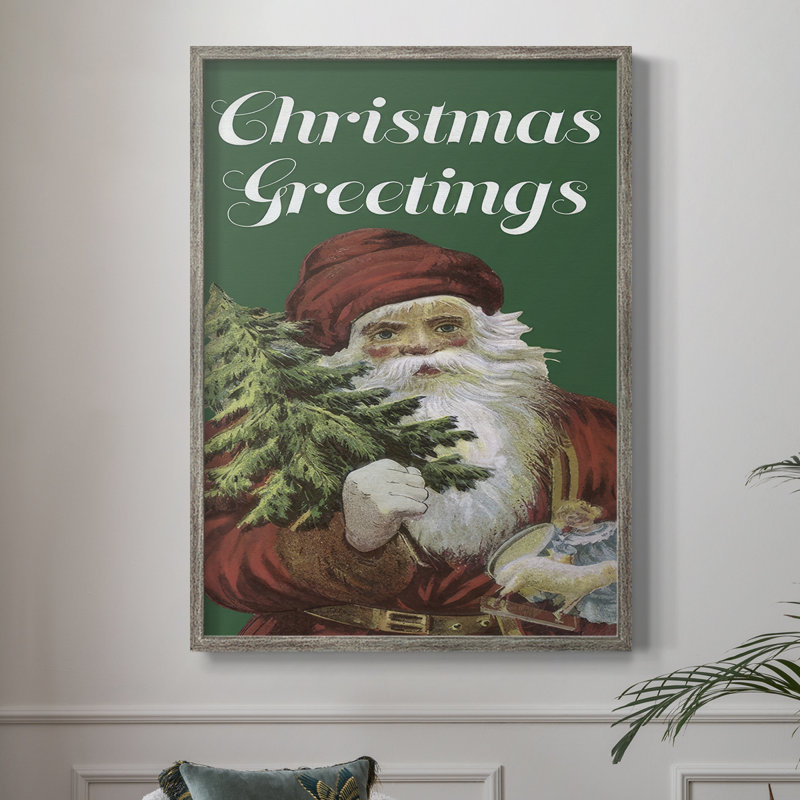 «Retro Santa Claus II», reproduction encadrée - bois massif, H 30 po x l 24 po