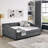 Upholstered Daybed, Daybed With Trundle Tufted Sofa Bed, With Button On Back And Copper Nail On Waved Shape Arms-1494634182-1494634177