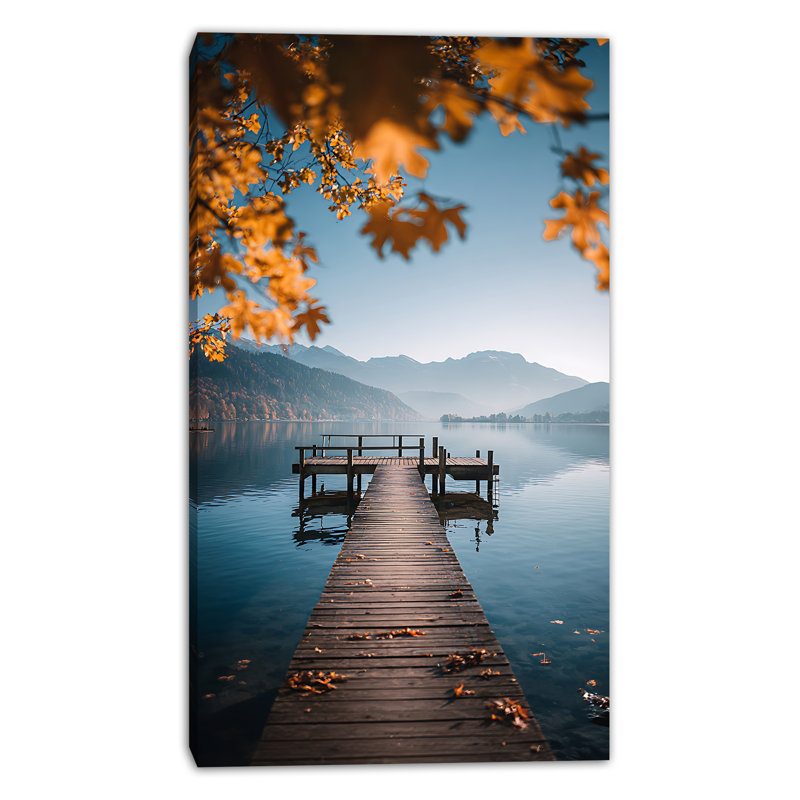 Morning Dock on the Lake Wrapped Canvas Wall Art, 36" H x 20" W