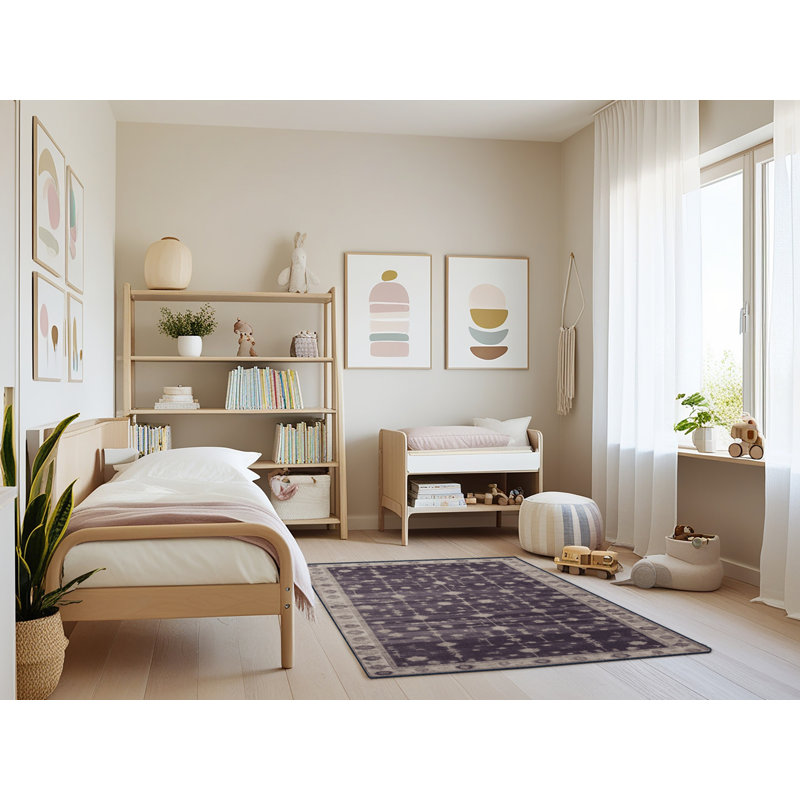 Tapis mauve lavable à la machine, Rectangle 4pi x 6 pi