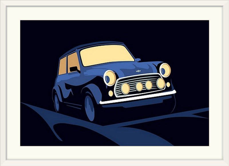 «Mini Cooper» par Francy, impression, H 20 po x l 26 po x P 1 po, Cadre blanc