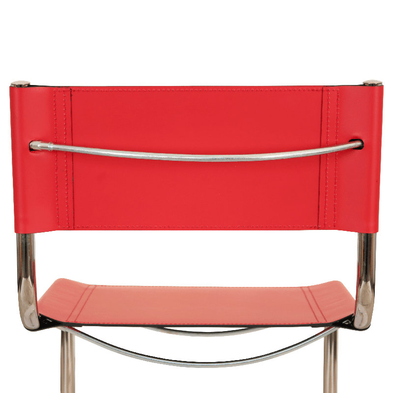Mart Stam Cantilever Side Chair w/ Chrome-Plated Steel Frame (Various Bonded Leather Colors), Red