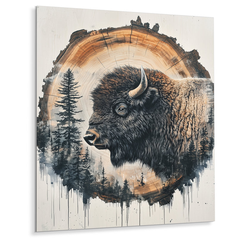 Marceen - reproduction de bison sur métal, H 40 po x l 30 po