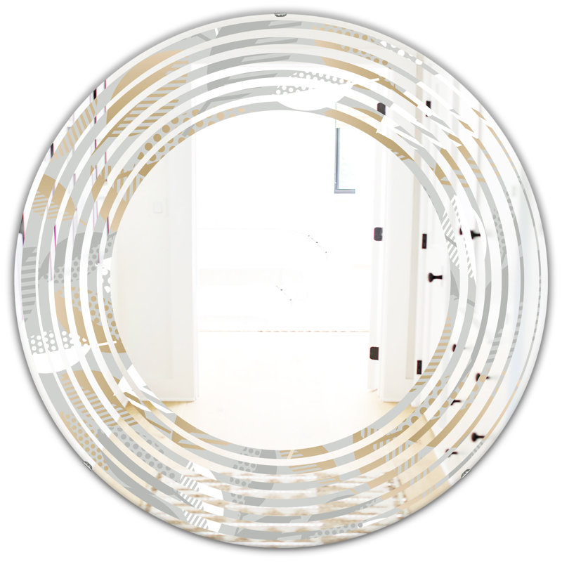 Miroir d'appoint mural Wave Americana, Vague de luxe géométrique automne, H 23,6 po x l 23,6 po