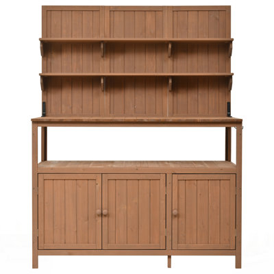Banc de rempotage en bois de sapin rustique 50,2 po avec rangement spacieux et comptoir spacieux